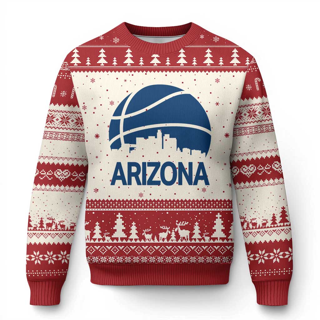 Arizona Skyline Pride Ugly Christmas Sweater Gift For Basketball Fan TS12 Beige Red Print Your Wear