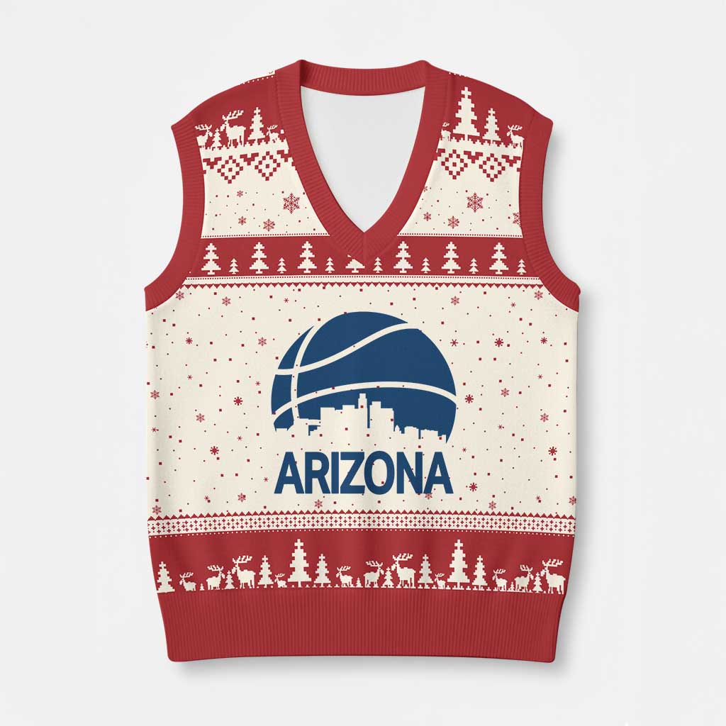 Arizona Skyline Pride V-Neck Knit Sweater Vest Gift For Basketball Fan TS12 Beige Red Print Your Wear