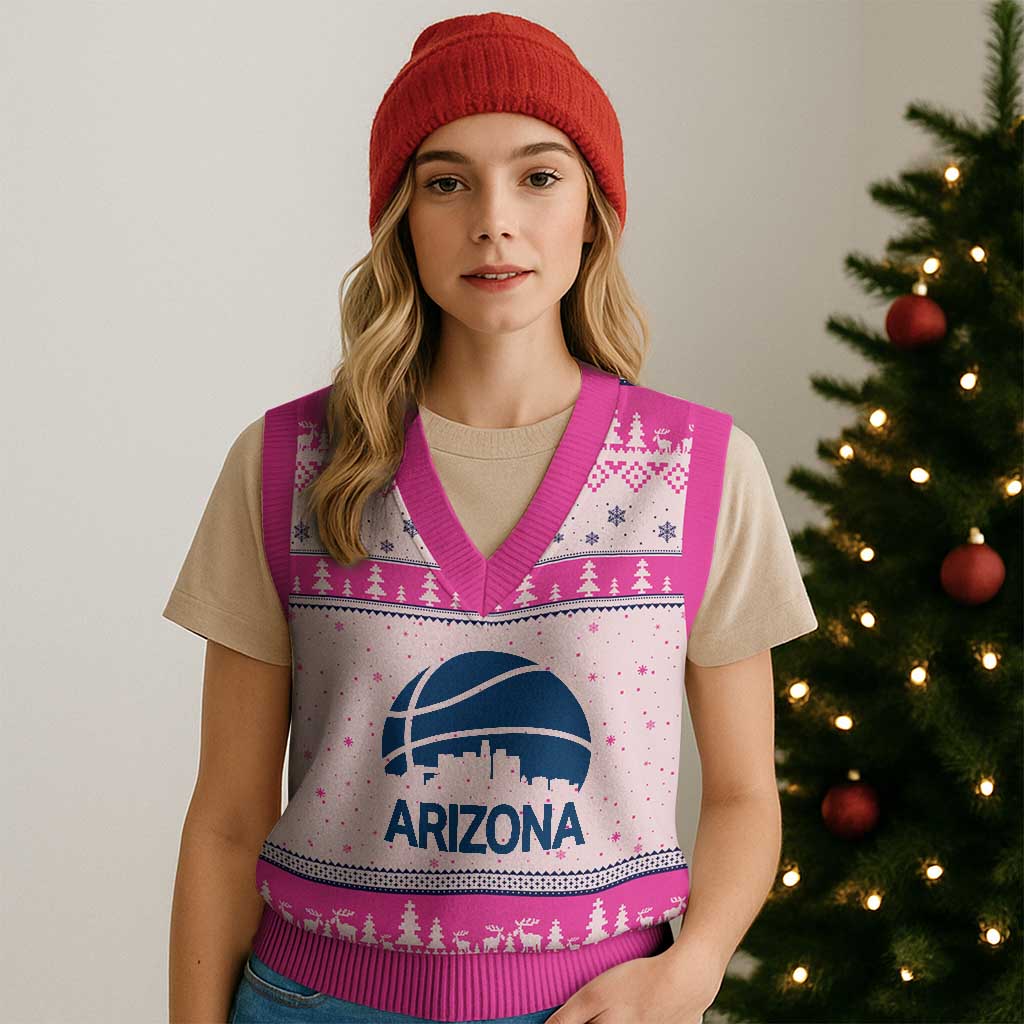 Arizona Skyline Pride V-Neck Knit Sweater Vest Gift For Basketball Fan TS12 Hot Pink Print Your Wear