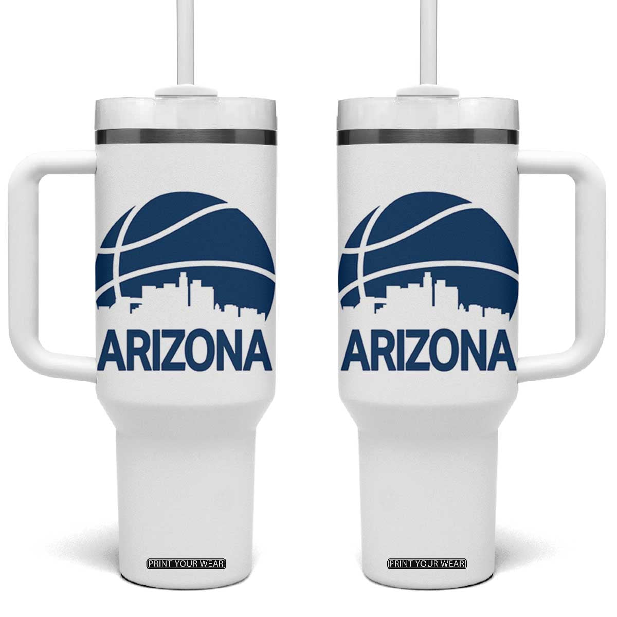 Arizona Skyline Pride Tumbler With Handle Gift For Basketball Fan TS12 One Size: 40 oz White Print Your Wear