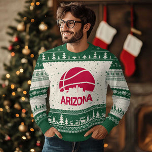 Arizona Skyline State Pride Ugly Christmas Sweater Modern Urban Hoops Basketball TS12 Beige Green Print Your Wear