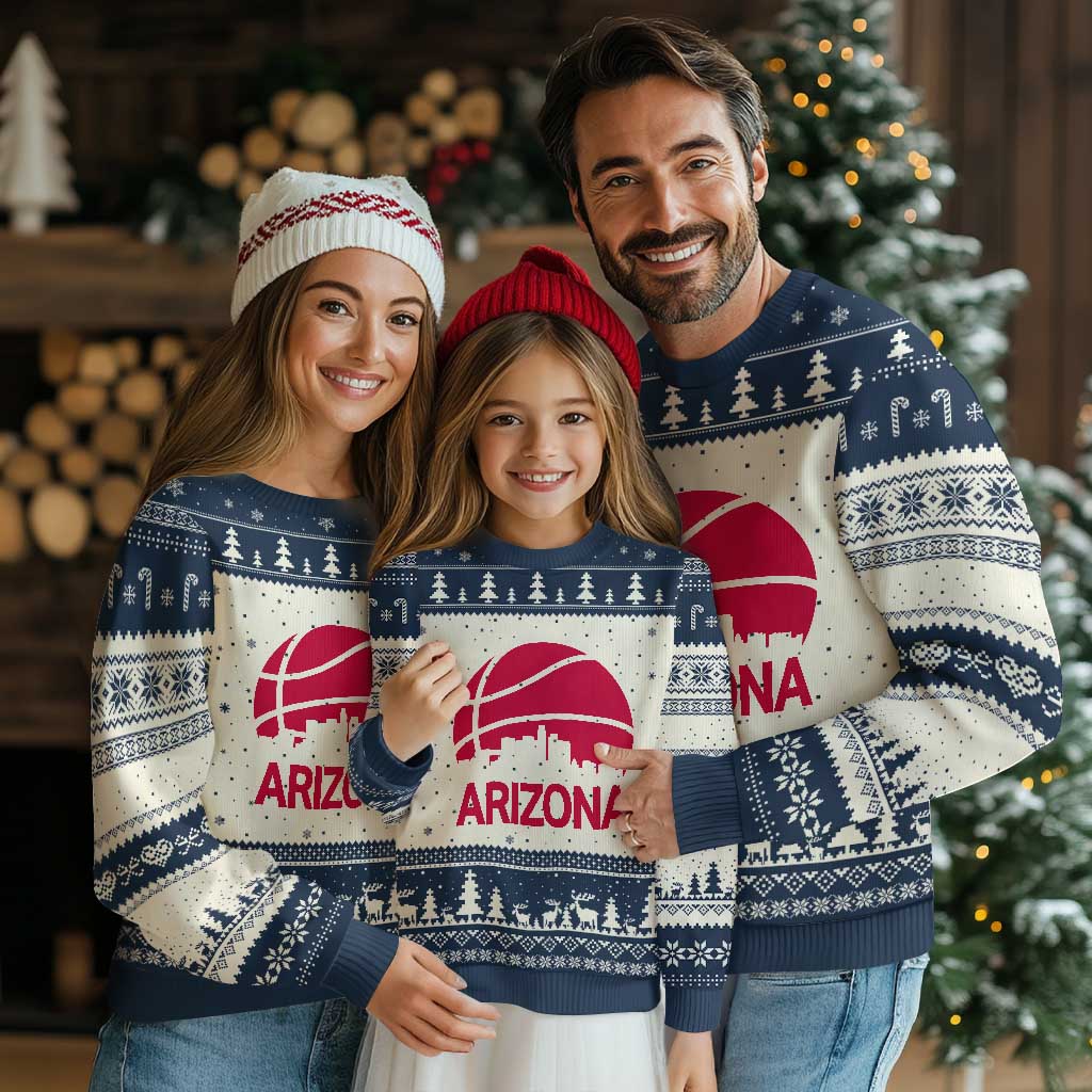 Arizona Skyline State Pride Ugly Christmas Sweater Modern Urban Hoops Basketball TS12 Beige Navy Print Your Wear