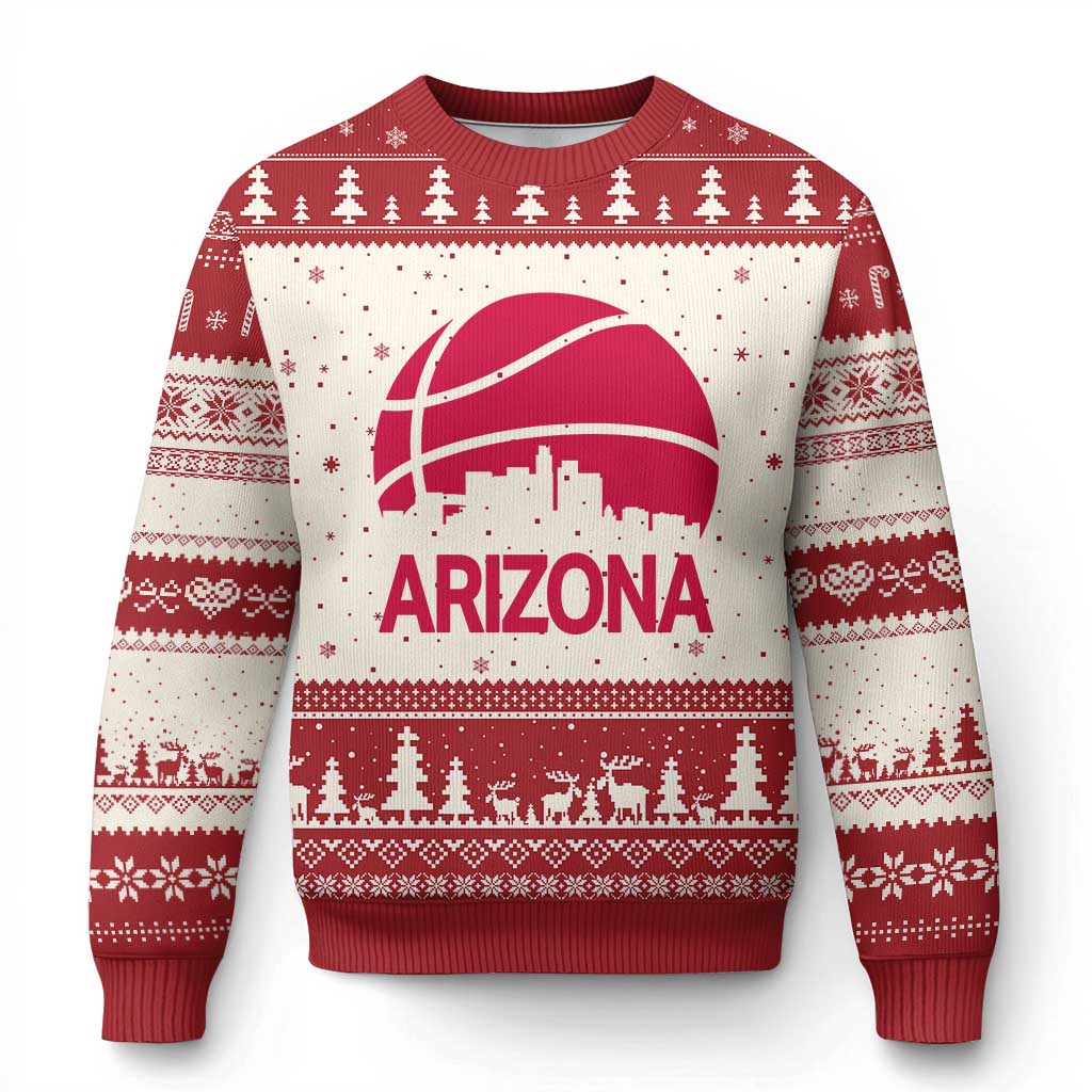 Arizona Skyline State Pride Ugly Christmas Sweater Modern Urban Hoops Basketball TS12 Beige Red Print Your Wear