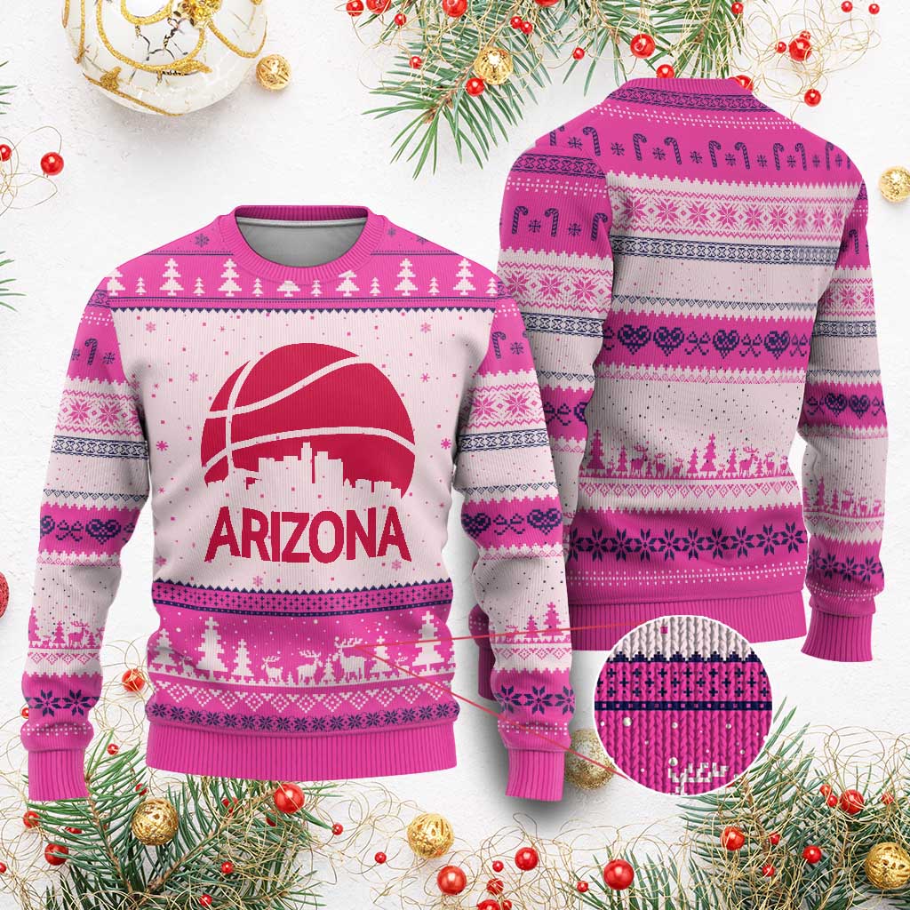 Arizona Skyline State Pride Ugly Christmas Sweater Modern Urban Hoops Basketball TS12 Hot Pink Print Your Wear