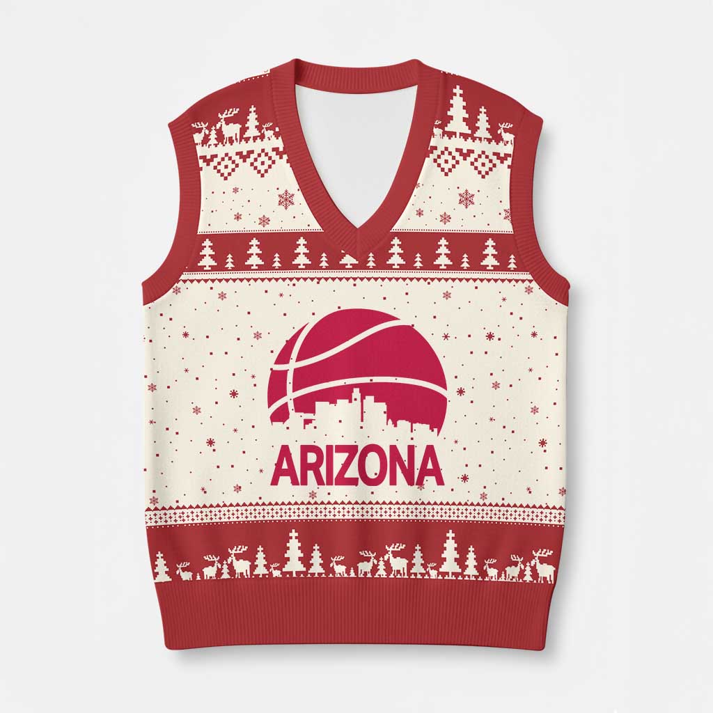 Arizona Skyline State Pride V-Neck Knit Sweater Vest Modern Urban Hoops Basketball TS12 Beige Red Print Your Wear