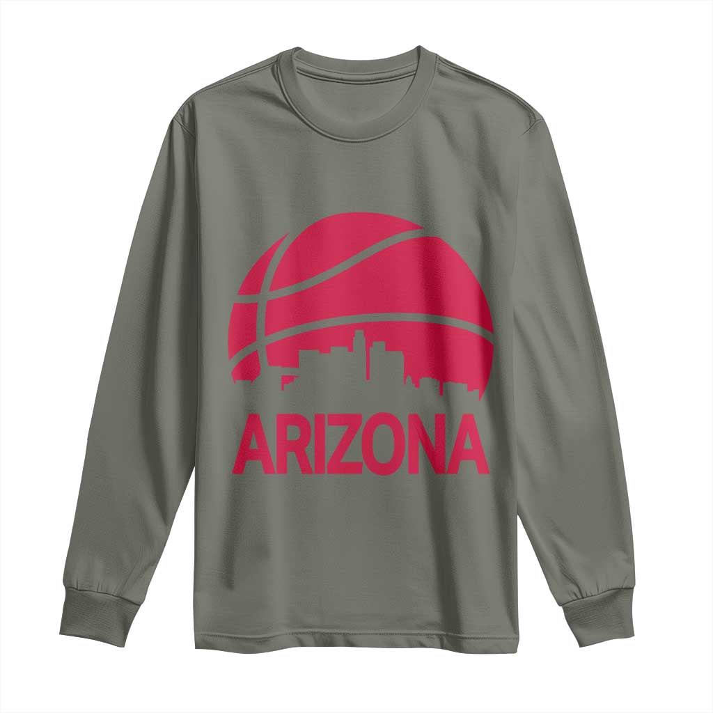 Arizona Skyline State Pride Long Sleeve Shirt Modern Urban Hoops Basketball TS12 Military Green Print Your Wear