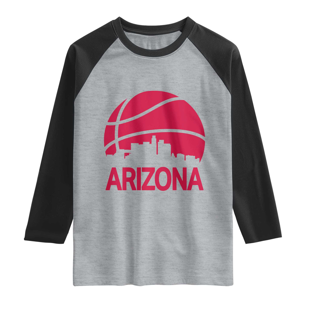 Arizona Skyline State Pride Raglan Shirt Modern Urban Hoops Basketball TS12 Heather Gray Black Print Your Wear