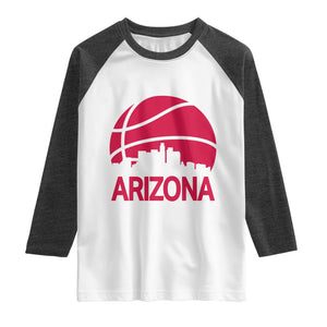 Arizona Skyline State Pride Raglan Shirt Modern Urban Hoops Basketball TS12 White Heather Charcoal Print Your Wear