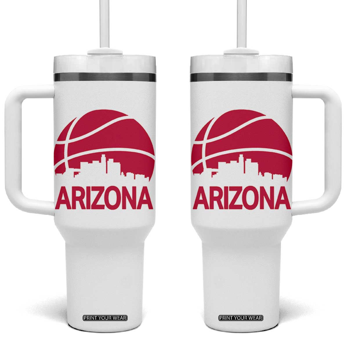 Arizona Skyline State Pride Tumbler With Handle Modern Urban Hoops Basketball TS12 One Size: 40 oz White Print Your Wear