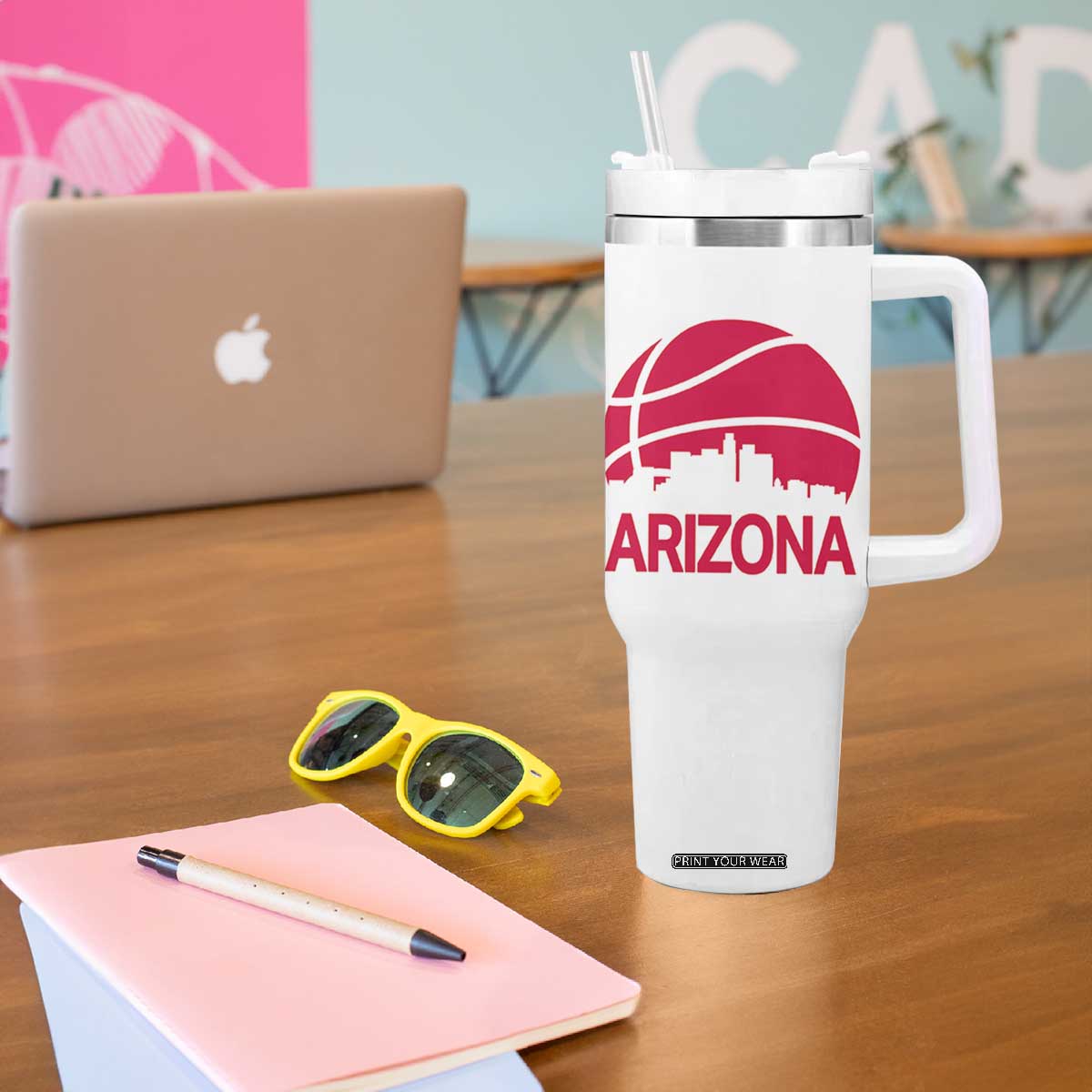 Arizona Skyline State Pride Tumbler With Handle Modern Urban Hoops Basketball TS12 Print Your Wear