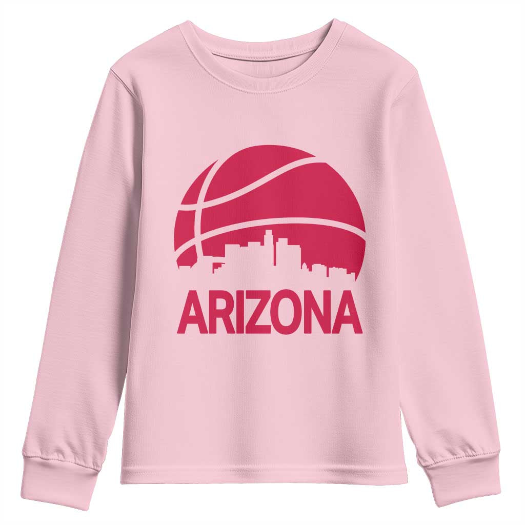 Arizona Skyline State Pride Youth Sweatshirt Modern Urban Hoops Basketball TS12 Light Pink Print Your Wear