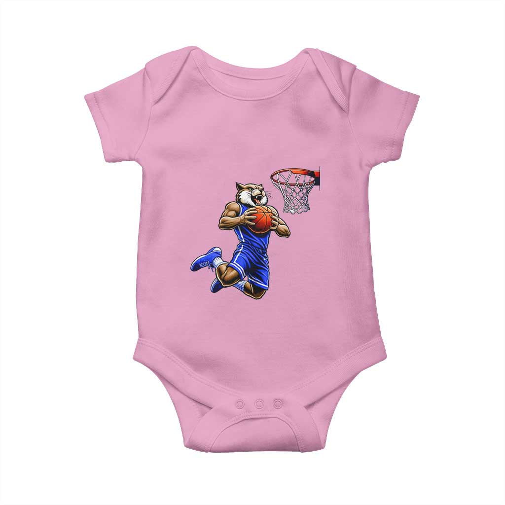 Funny Wildcat Dunking Basketball Baby Onesie Gift For Sports Fan TS12 Light Pink Print Your Wear