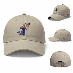 Funny Wildcat Dunking Basketball Baseball Cap Gift For Sports Fan TS12 Baseball Cap Universal Fit Beige Print Your Wear