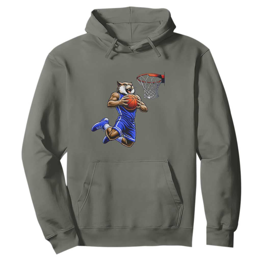 Funny Wildcat Dunking Basketball Hoodie Gift For Sports Fan TS12 Military Green Print Your Wear