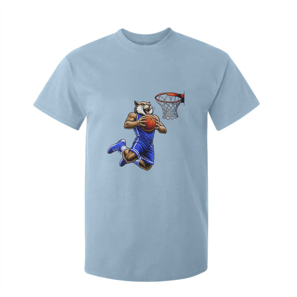 Funny Wildcat Dunking Basketball T Shirt For Kid Gift For Sports Fan TS12 Light Blue Print Your Wear