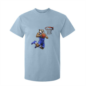 Funny Wildcat Dunking Basketball T Shirt For Kid Gift For Sports Fan TS12 Light Blue Print Your Wear