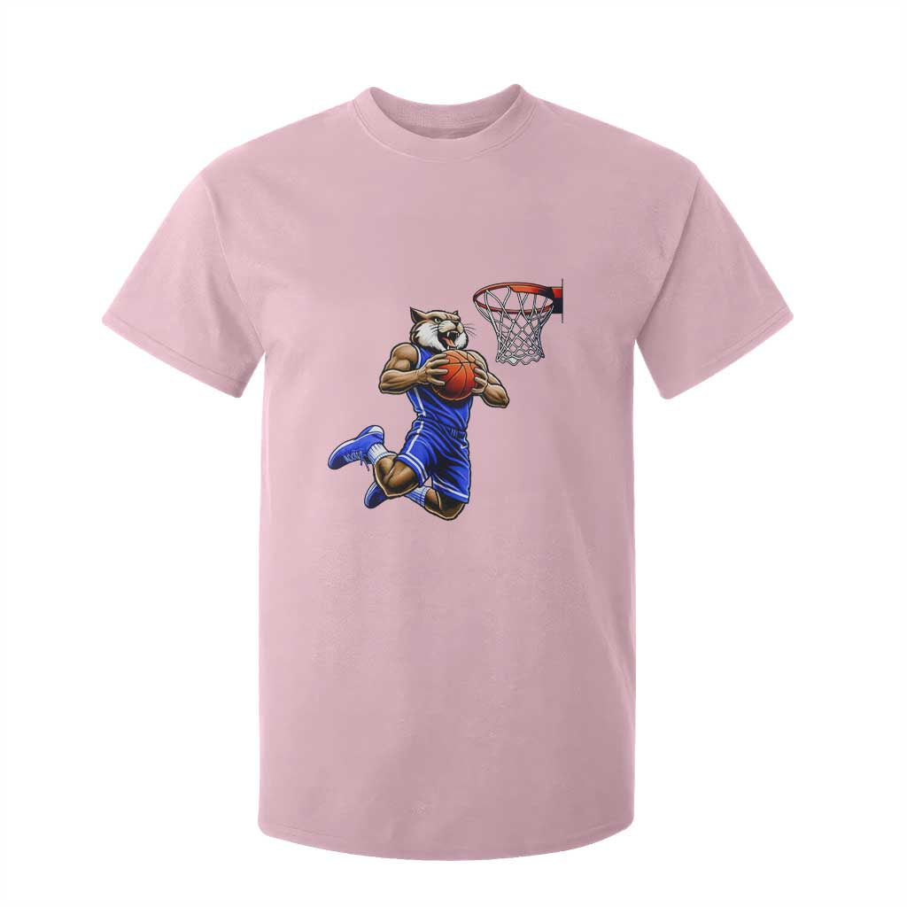 Funny Wildcat Dunking Basketball T Shirt For Kid Gift For Sports Fan TS12 Light Pink Print Your Wear