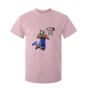 Funny Wildcat Dunking Basketball T Shirt For Kid Gift For Sports Fan TS12 Light Pink Print Your Wear