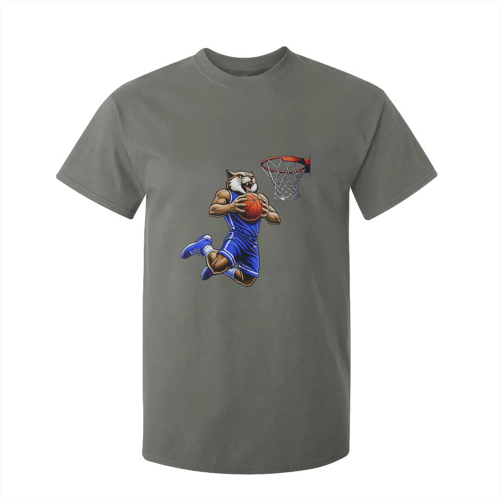 Funny Wildcat Dunking Basketball T Shirt For Kid Gift For Sports Fan TS12 Military Green Print Your Wear
