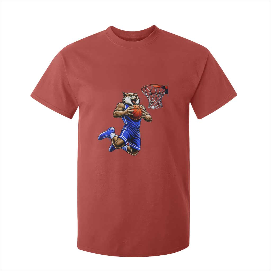 Funny Wildcat Dunking Basketball T Shirt For Kid Gift For Sports Fan TS12 Red Print Your Wear