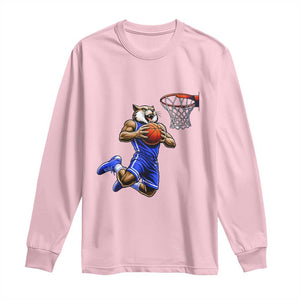 Funny Wildcat Dunking Basketball Long Sleeve Shirt Gift For Sports Fan TS12 Light Pink Print Your Wear