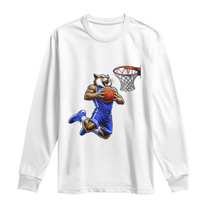 Funny Wildcat Dunking Basketball Long Sleeve Shirt Gift For Sports Fan TS12 White Print Your Wear