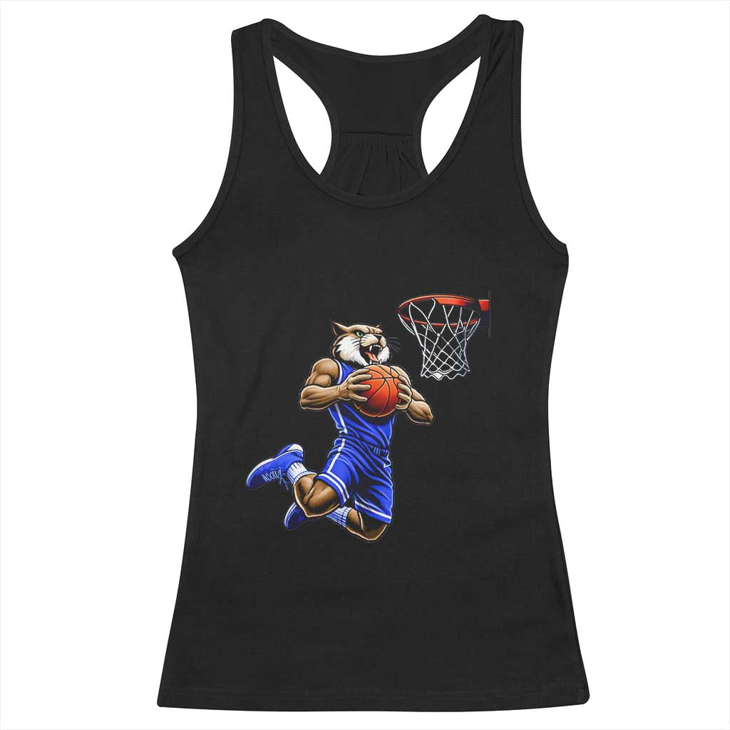 Funny Wildcat Dunking Basketball Racerback Tank Top Gift For Sports Fan TS12 Black Print Your Wear