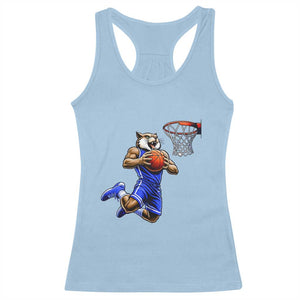 Funny Wildcat Dunking Basketball Racerback Tank Top Gift For Sports Fan TS12 Light Blue Print Your Wear