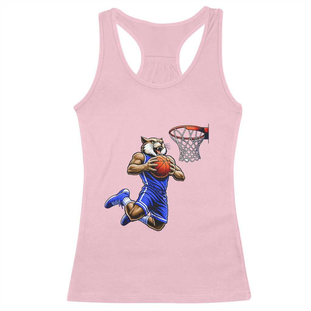 Funny Wildcat Dunking Basketball Racerback Tank Top Gift For Sports Fan TS12 Light Pink Print Your Wear