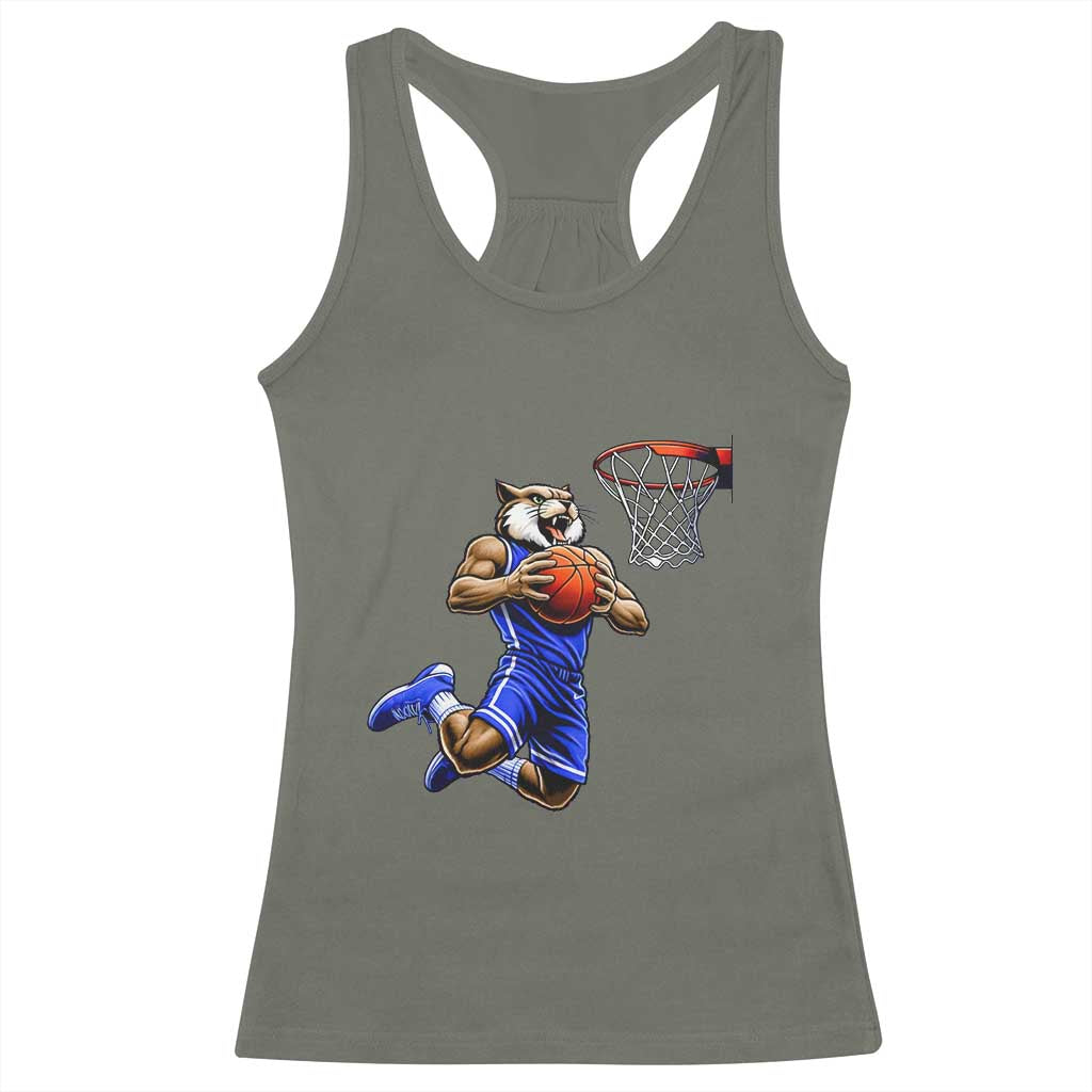 Funny Wildcat Dunking Basketball Racerback Tank Top Gift For Sports Fan TS12 Military Green Print Your Wear