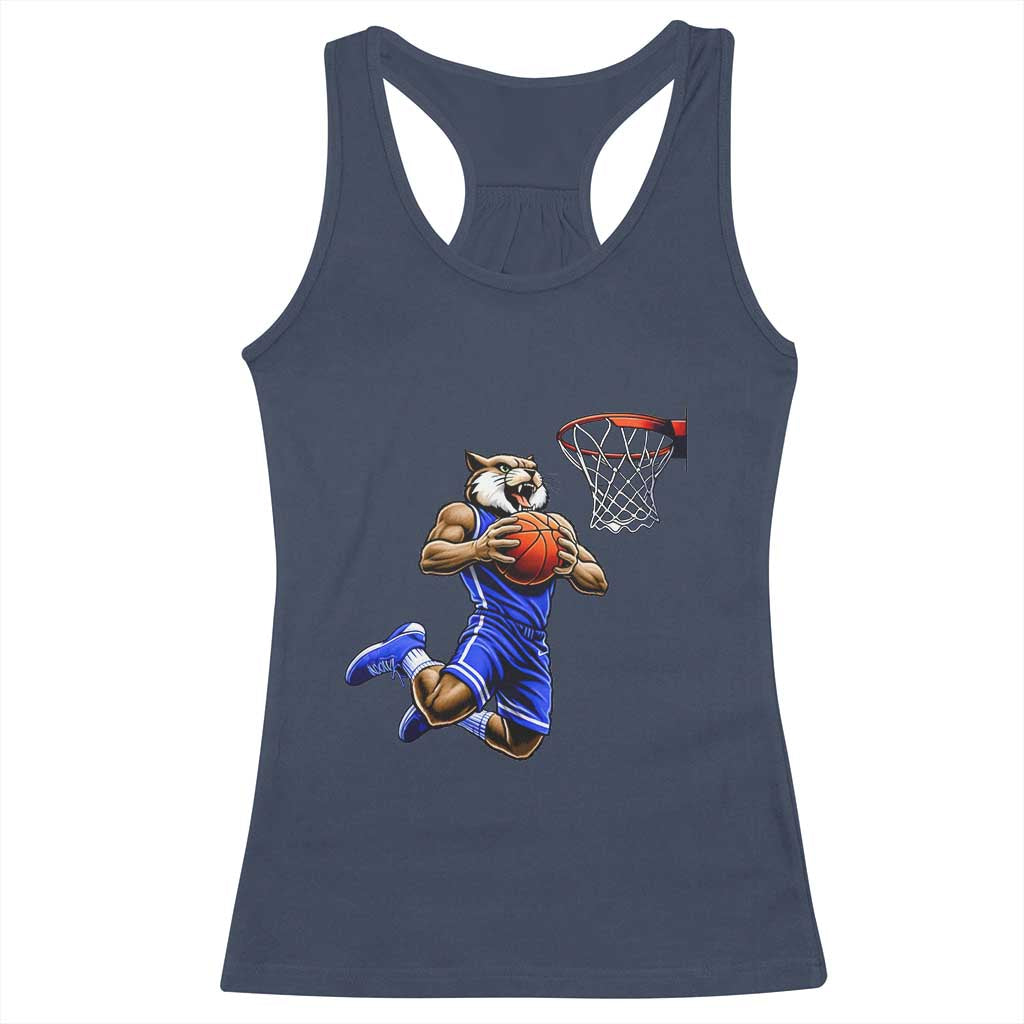Funny Wildcat Dunking Basketball Racerback Tank Top Gift For Sports Fan TS12 Navy Print Your Wear