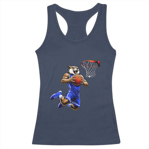 Funny Wildcat Dunking Basketball Racerback Tank Top Gift For Sports Fan TS12 Navy Print Your Wear