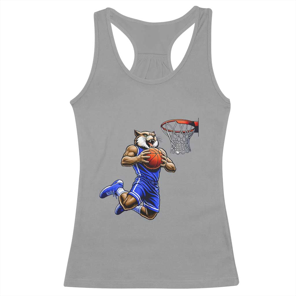 Funny Wildcat Dunking Basketball Racerback Tank Top Gift For Sports Fan TS12 Sport Gray Print Your Wear