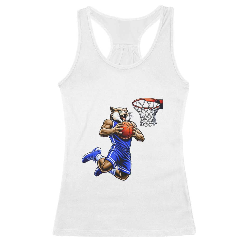 Funny Wildcat Dunking Basketball Racerback Tank Top Gift For Sports Fan TS12 White Print Your Wear