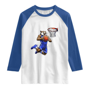 Funny Wildcat Dunking Basketball Raglan Shirt Gift For Sports Fan TS12 White Royal Print Your Wear