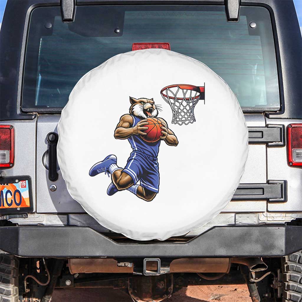 Funny Wildcat Dunking Basketball Spare Tire Cover Gift For Sports Fan TS12 No hole White Print Your Wear