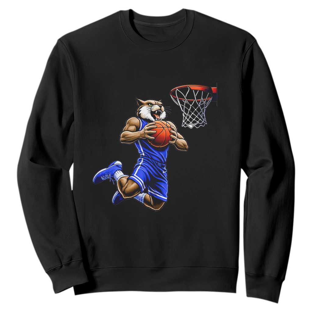 Funny Wildcat Dunking Basketball Sweatshirt Gift For Sports Fan TS12 Black Print Your Wear