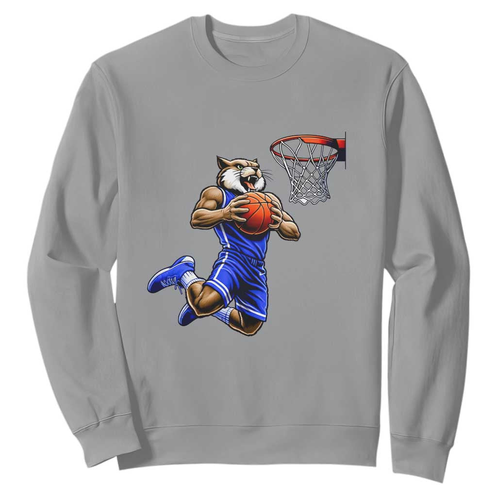 Funny Wildcat Dunking Basketball Sweatshirt Gift For Sports Fan TS12 Sport Gray Print Your Wear