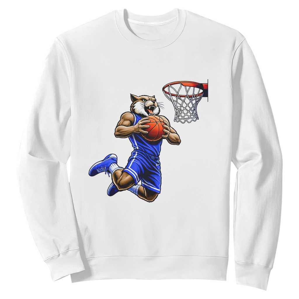 Funny Wildcat Dunking Basketball Sweatshirt Gift For Sports Fan TS12 White Print Your Wear