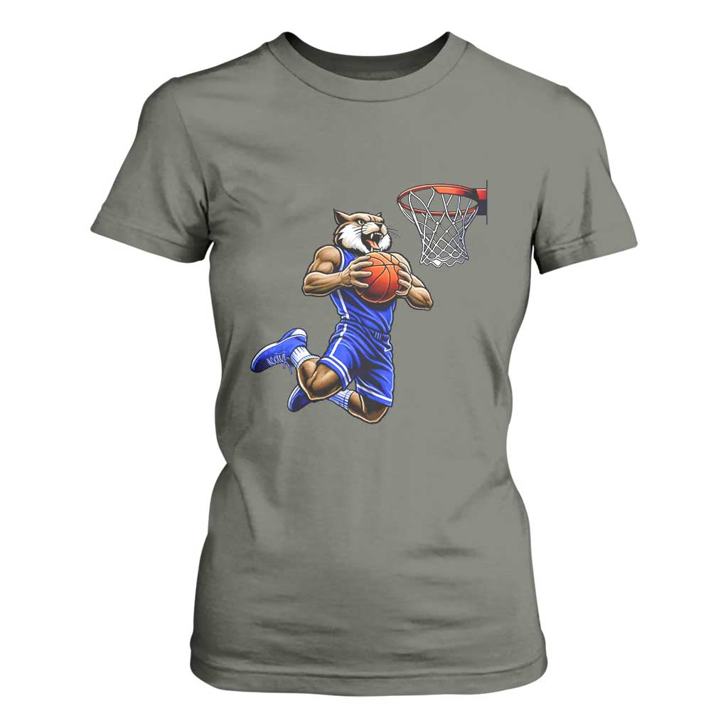 Funny Wildcat Dunking Basketball T Shirt For Women Gift For Sports Fan TS12 Military Green Print Your Wear