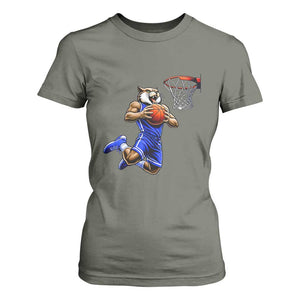 Funny Wildcat Dunking Basketball T Shirt For Women Gift For Sports Fan TS12 Military Green Print Your Wear