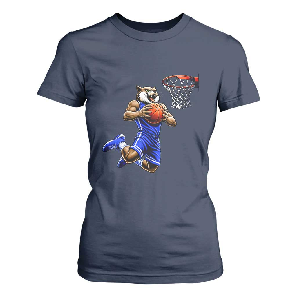 Funny Wildcat Dunking Basketball T Shirt For Women Gift For Sports Fan TS12 Navy Print Your Wear