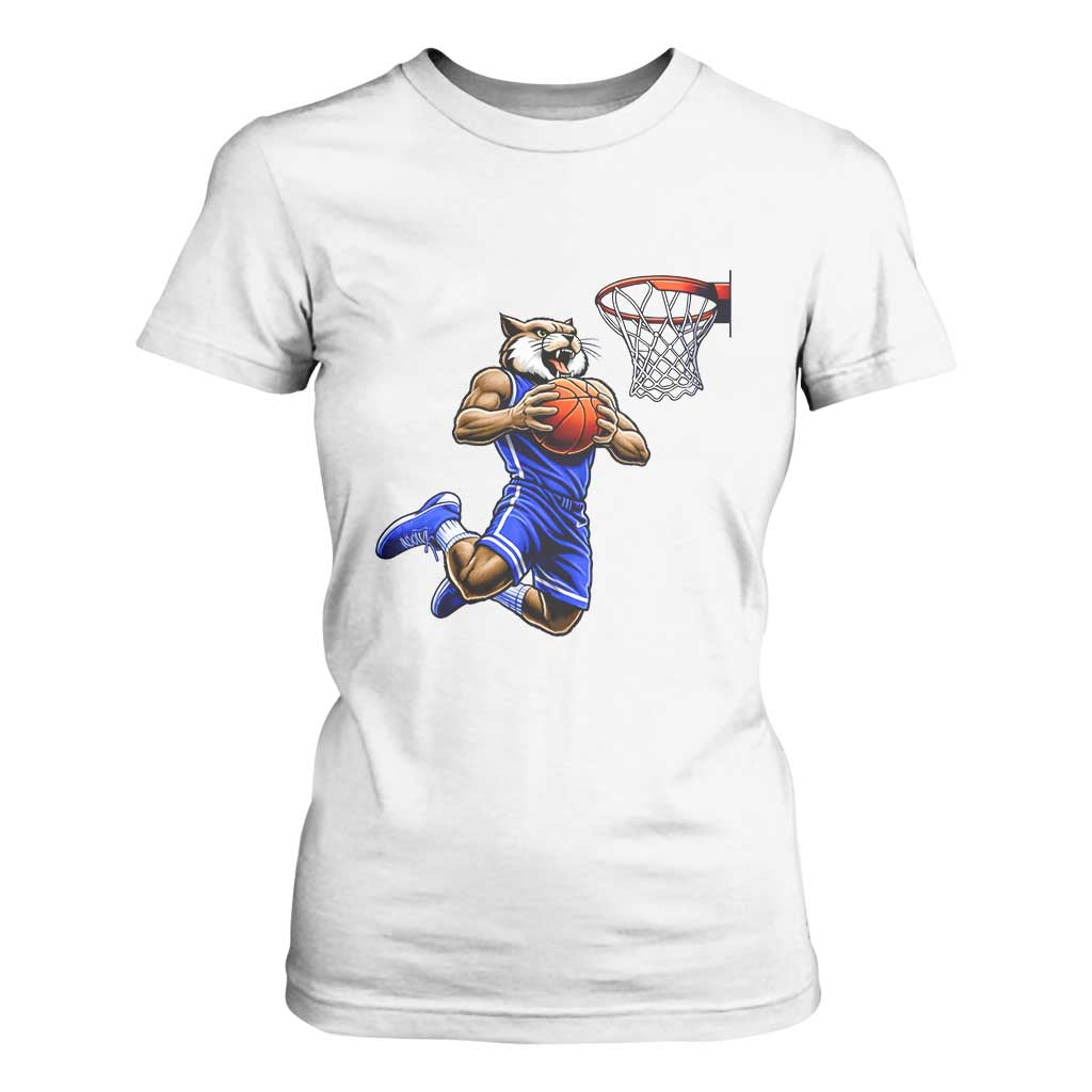 Funny Wildcat Dunking Basketball T Shirt For Women Gift For Sports Fan TS12 White Print Your Wear