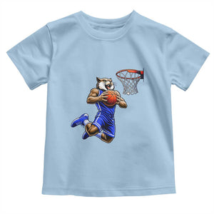 Funny Wildcat Dunking Basketball Toddler T Shirt Gift For Sports Fan TS12 Light Blue Print Your Wear