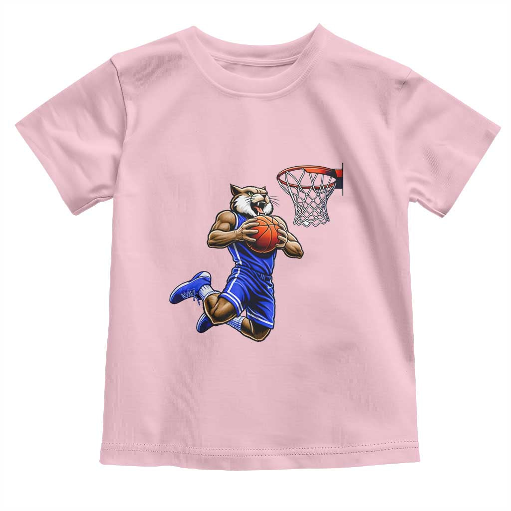 Funny Wildcat Dunking Basketball Toddler T Shirt Gift For Sports Fan TS12 Light Pink Print Your Wear