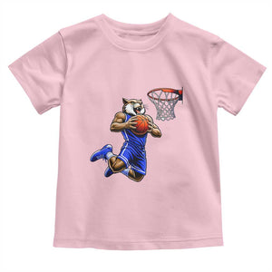 Funny Wildcat Dunking Basketball Toddler T Shirt Gift For Sports Fan TS12 Light Pink Print Your Wear