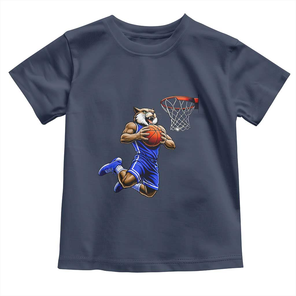 Funny Wildcat Dunking Basketball Toddler T Shirt Gift For Sports Fan TS12 Navy Print Your Wear