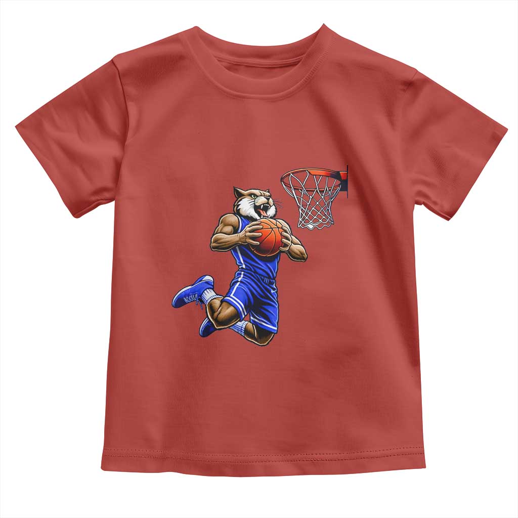 Funny Wildcat Dunking Basketball Toddler T Shirt Gift For Sports Fan TS12 Red Print Your Wear