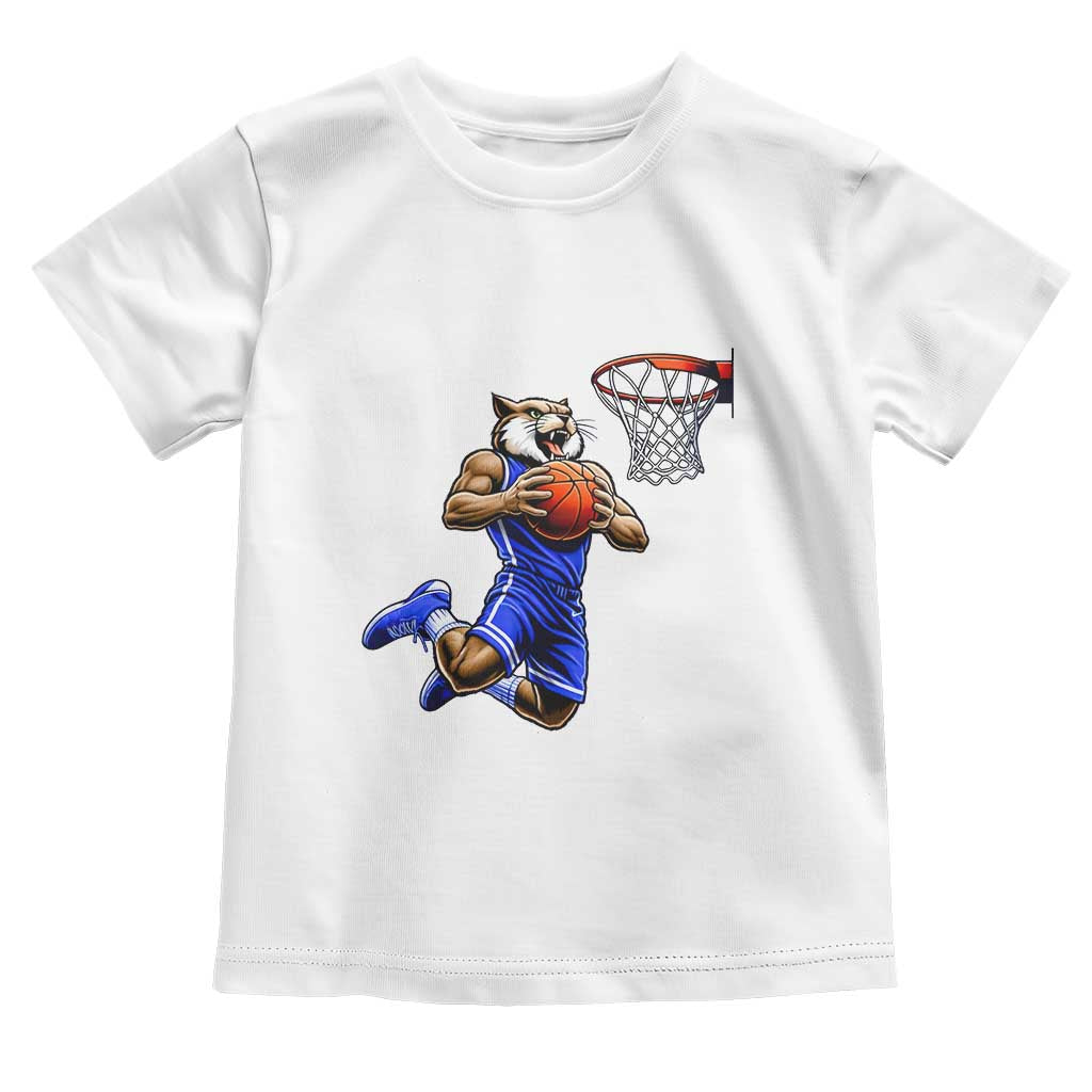 Funny Wildcat Dunking Basketball Toddler T Shirt Gift For Sports Fan TS12 White Print Your Wear