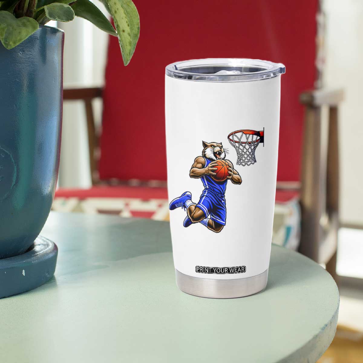 Funny Wildcat Dunking Basketball Tumbler Cup Gift For Sports Fan TS12 Print Your Wear